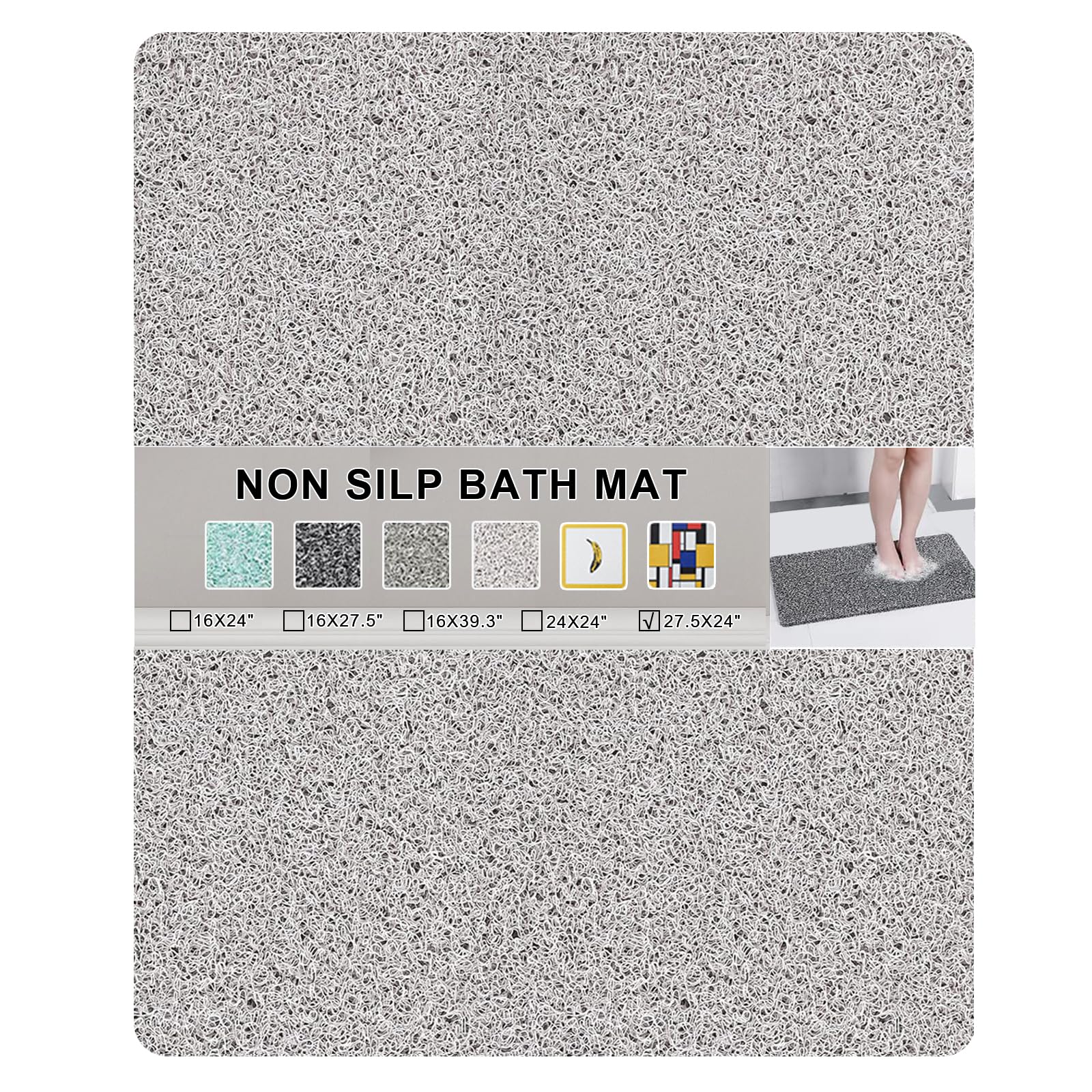 Rutschfeste Badewannenmatte, rutschfeste Badematte, 1,5 cm, extra dick, schnell trocknend, rutschfest, Luffa, rutschfeste Badematte für Badewanne, Badezimmer, Pool, Küche, Eingang, Zuhause, Hotel
