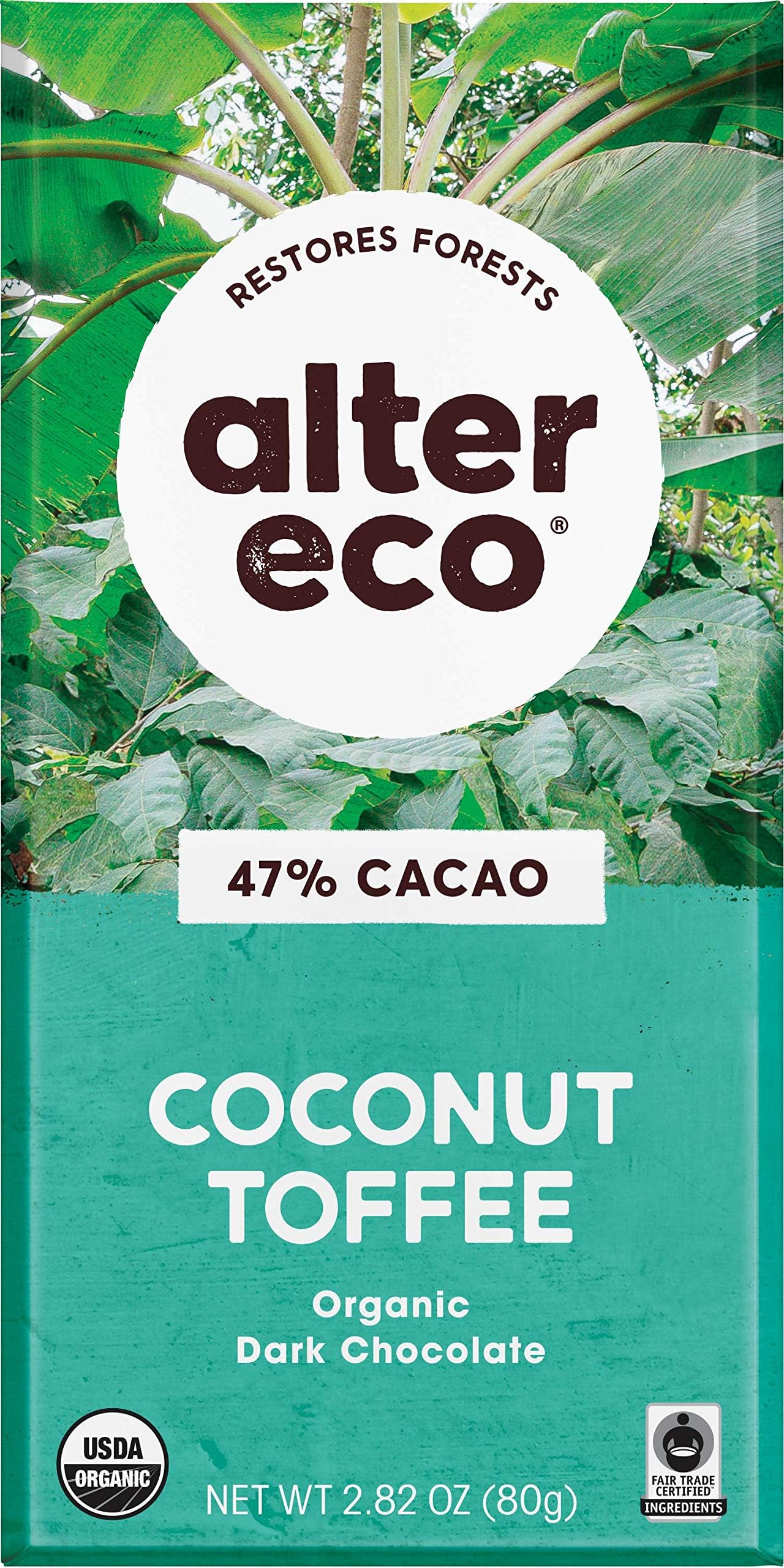 Foods Organic Chocolate Bar - Dark Coconut Toffee - 47% Cacao - Case of 12