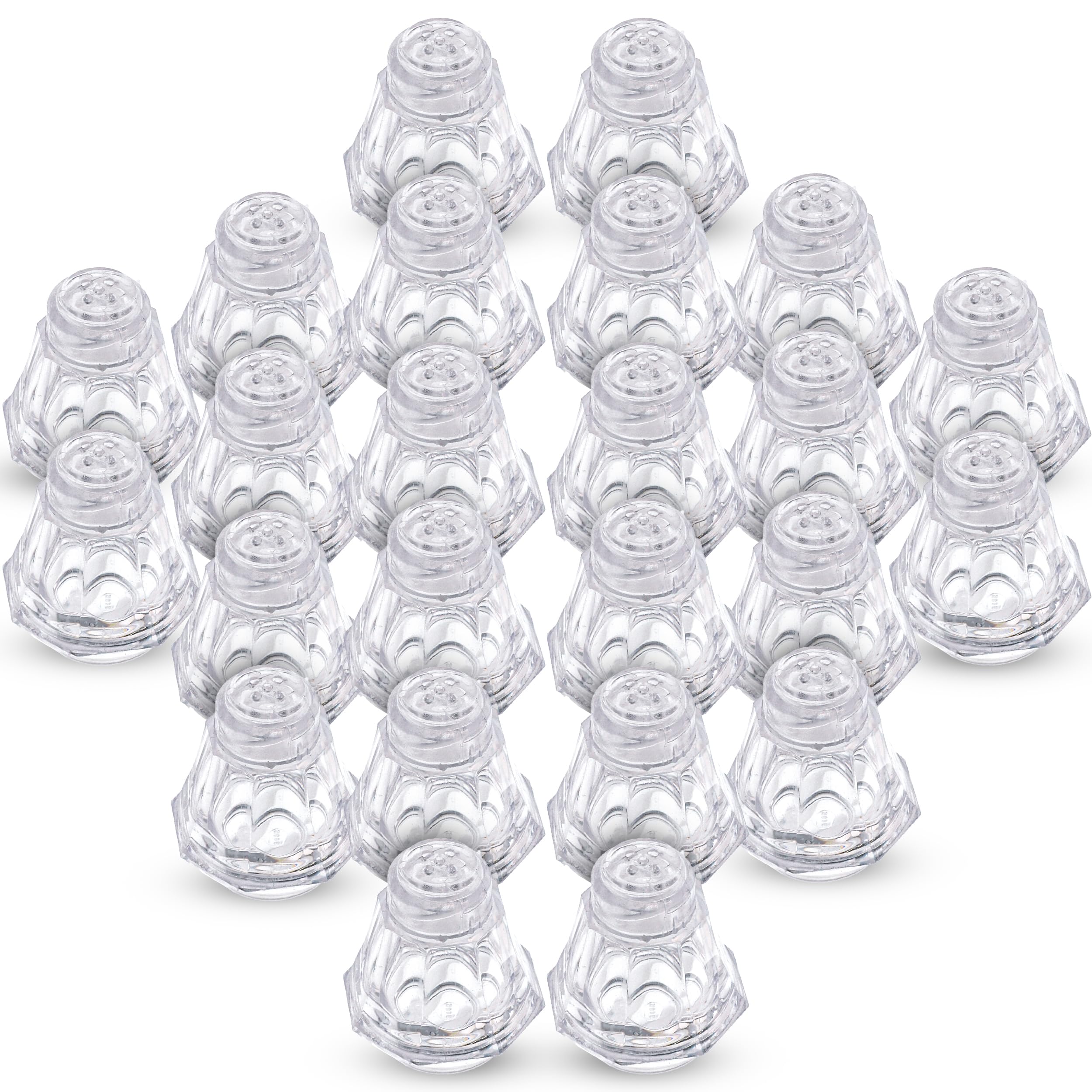 Crafts Central Mini salero y pimentero de plástico para fiestas, restaurantes y bodas, 24 unidades (transparente)