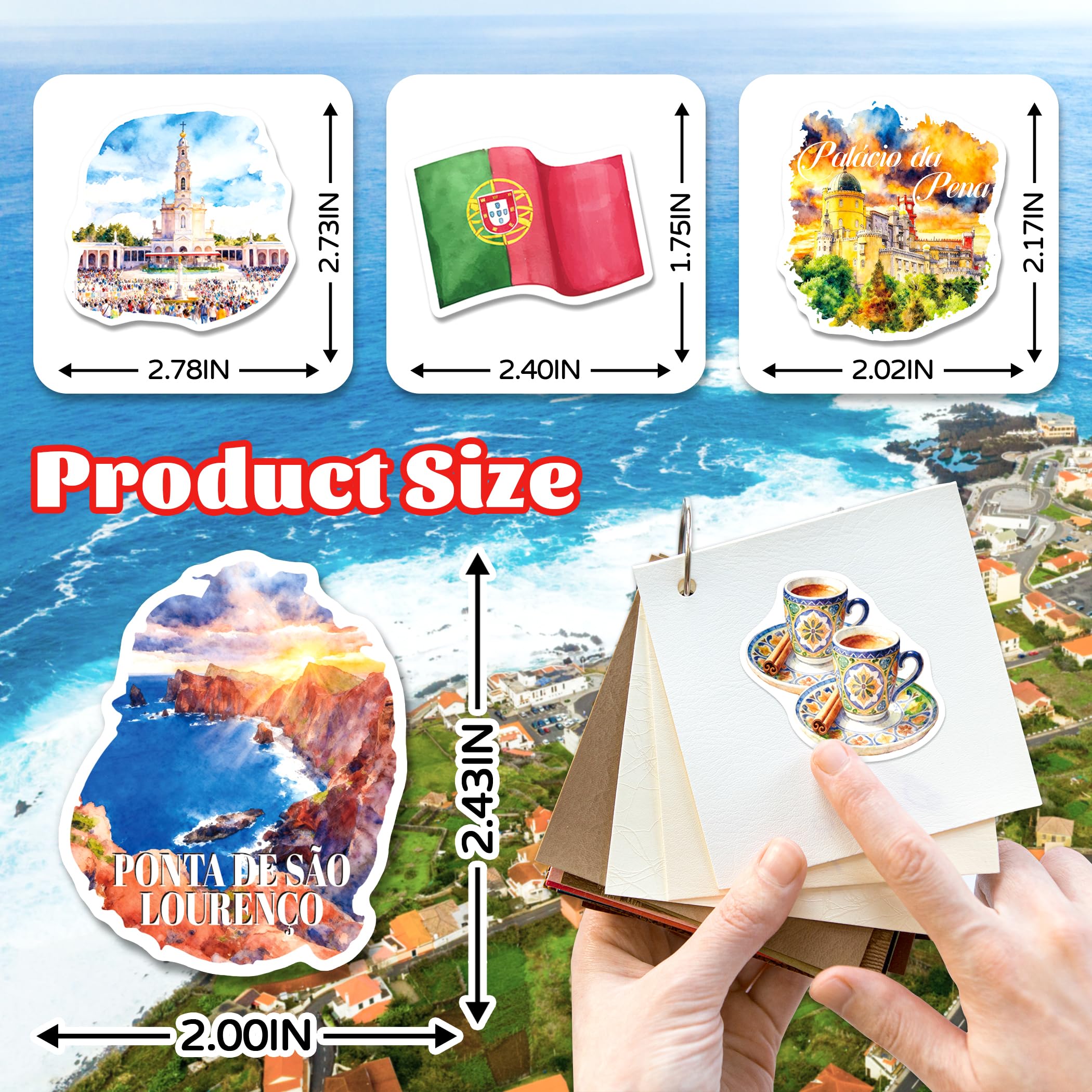 YTSQLER 200 PCS Portugal Stickers, Portugal Travel Souvenirs Stickers for Laptop Water Bottle Journal, Portuguese Vinyl Vacation Decals for Women Men Adults