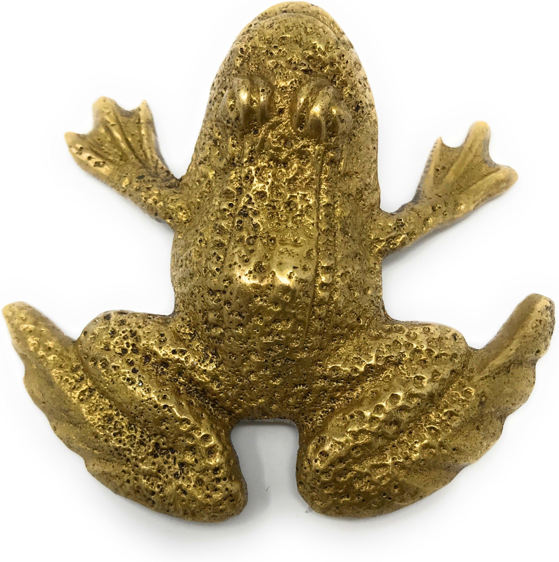 Antiqued Brass Mini Textured Frog Paperweight, 2.75 Inches Wide