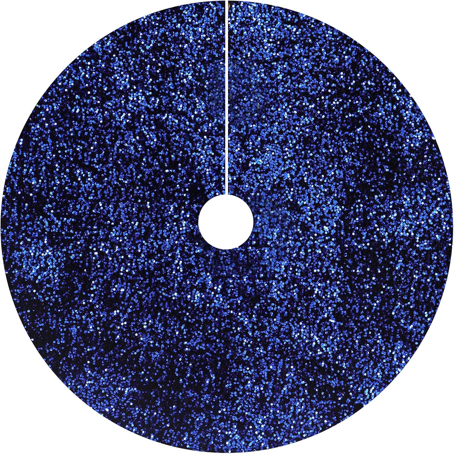 Blue Christmas Tree Skirt-48 Inch Large Sequins Tree Skirts Mat for Xmas Tree Decorations and Ornaments,Round Tree Skirt Glitter Fabric for Holiday Party Home Decor (Blue)