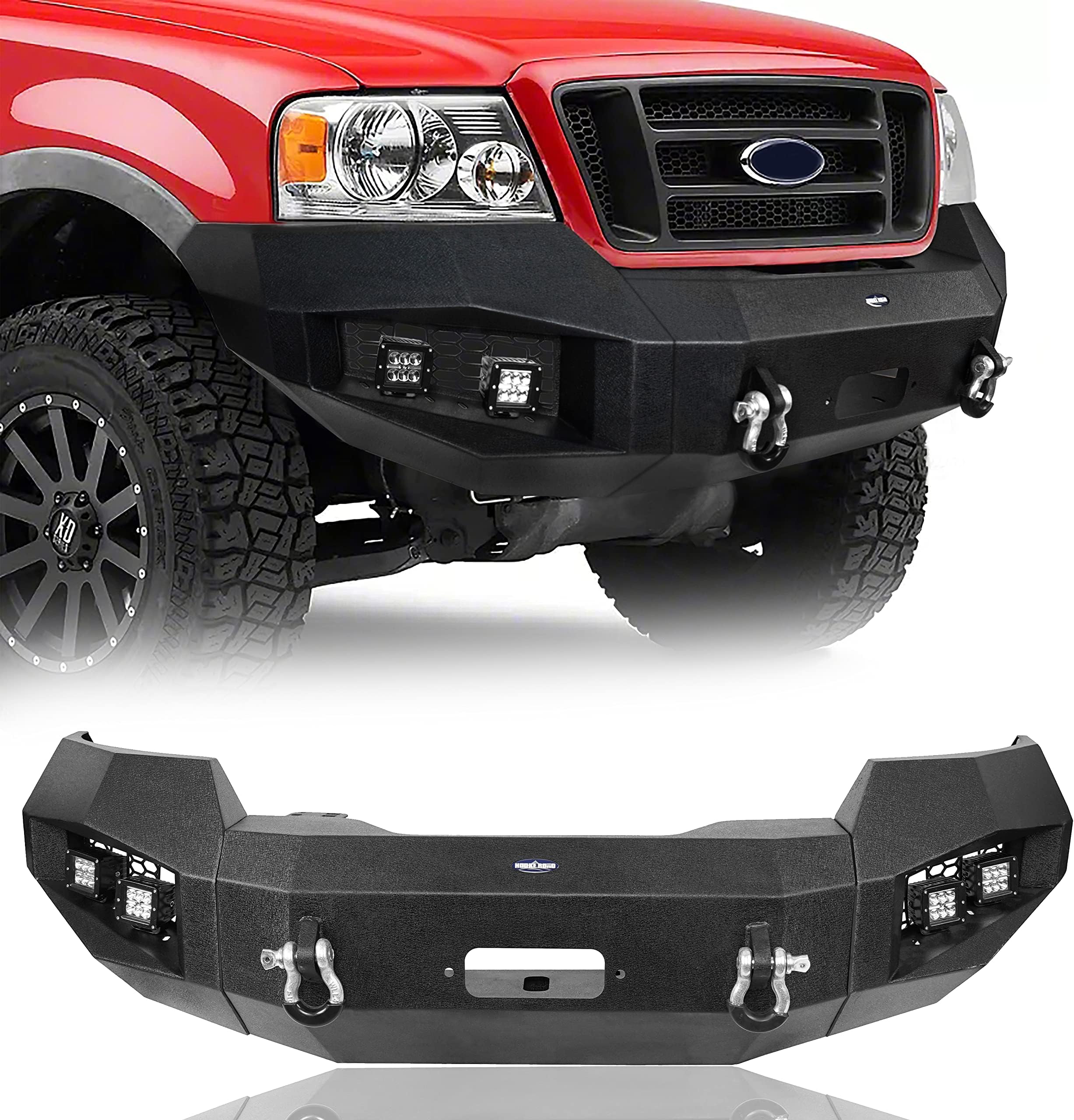 Hooke Road F150 Offroad Steel Front Bumper w/Winch Plate for Ford F-150 2004 2005 2006 2007 2008 Pickup Trucks