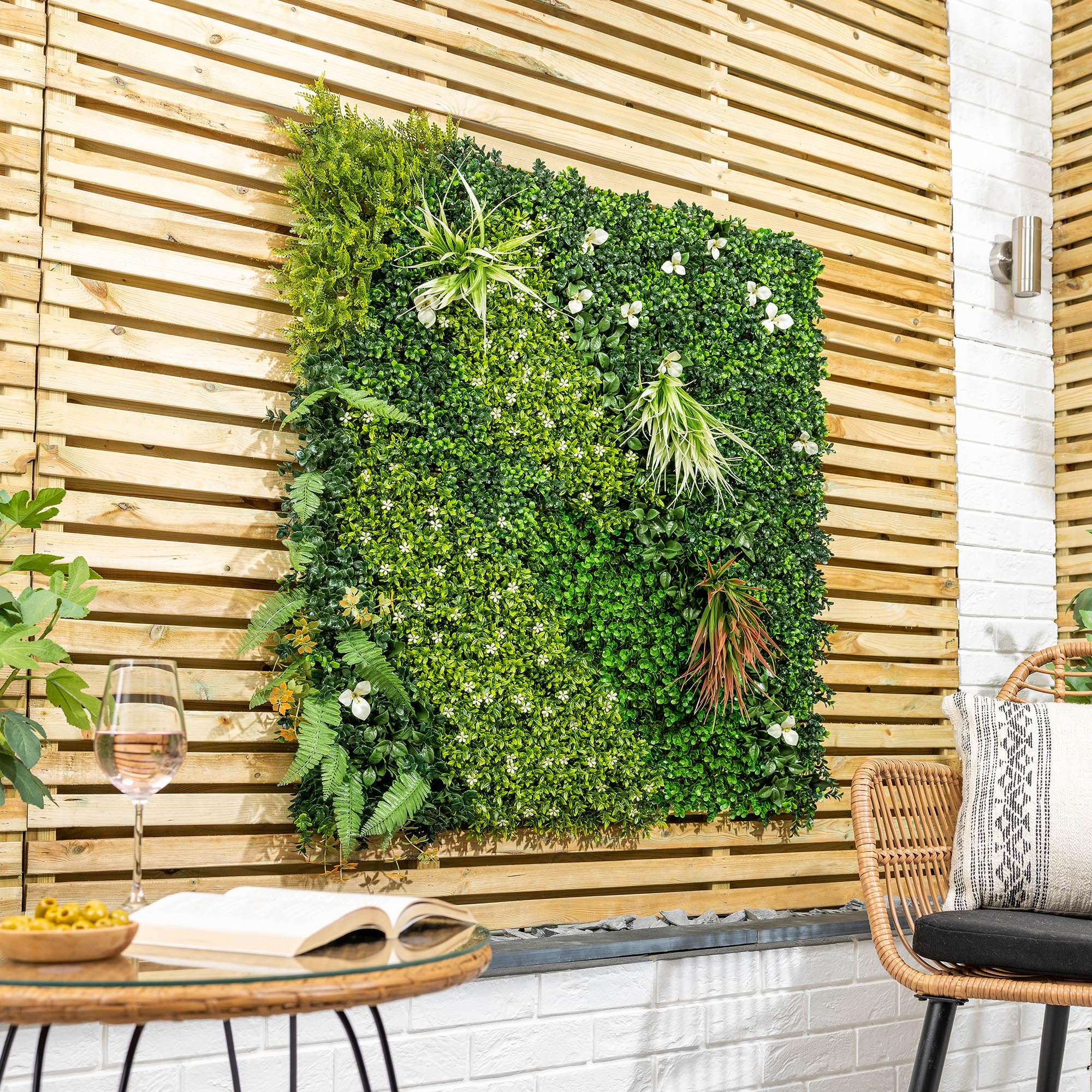 Christow Meadow Artificial Plant Living Wall Panels, Garden Fence Covering Decoration, Indoor Outdoor Decor, Waterproof UV Protected (3 Sets of 2 100cm x 50cm Panels)