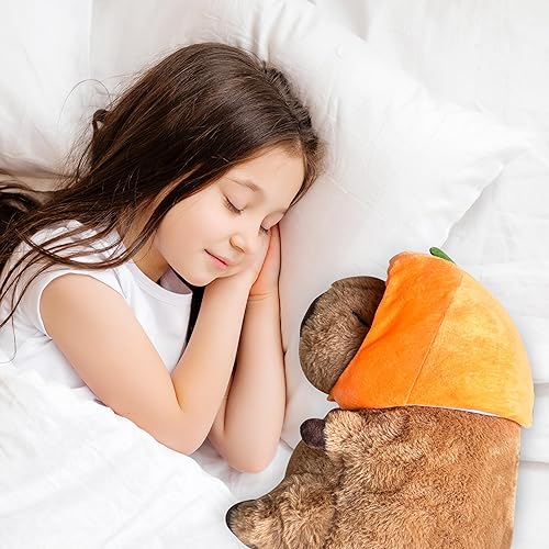 Miniatura 5 de Capybara - Juguete de peluche suave Capybara, juguete de peluche de animal de simulación Capybara, sombrero naranja, regalo para niños y adultos,