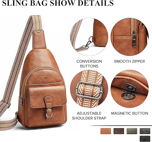 Miniatura 5 de Mroede Crossbody Bags for Women Men Sling Bag 5 Pockets Fanny Pack Sling Backpack Chest Daypack Travel Purse Anti Theft