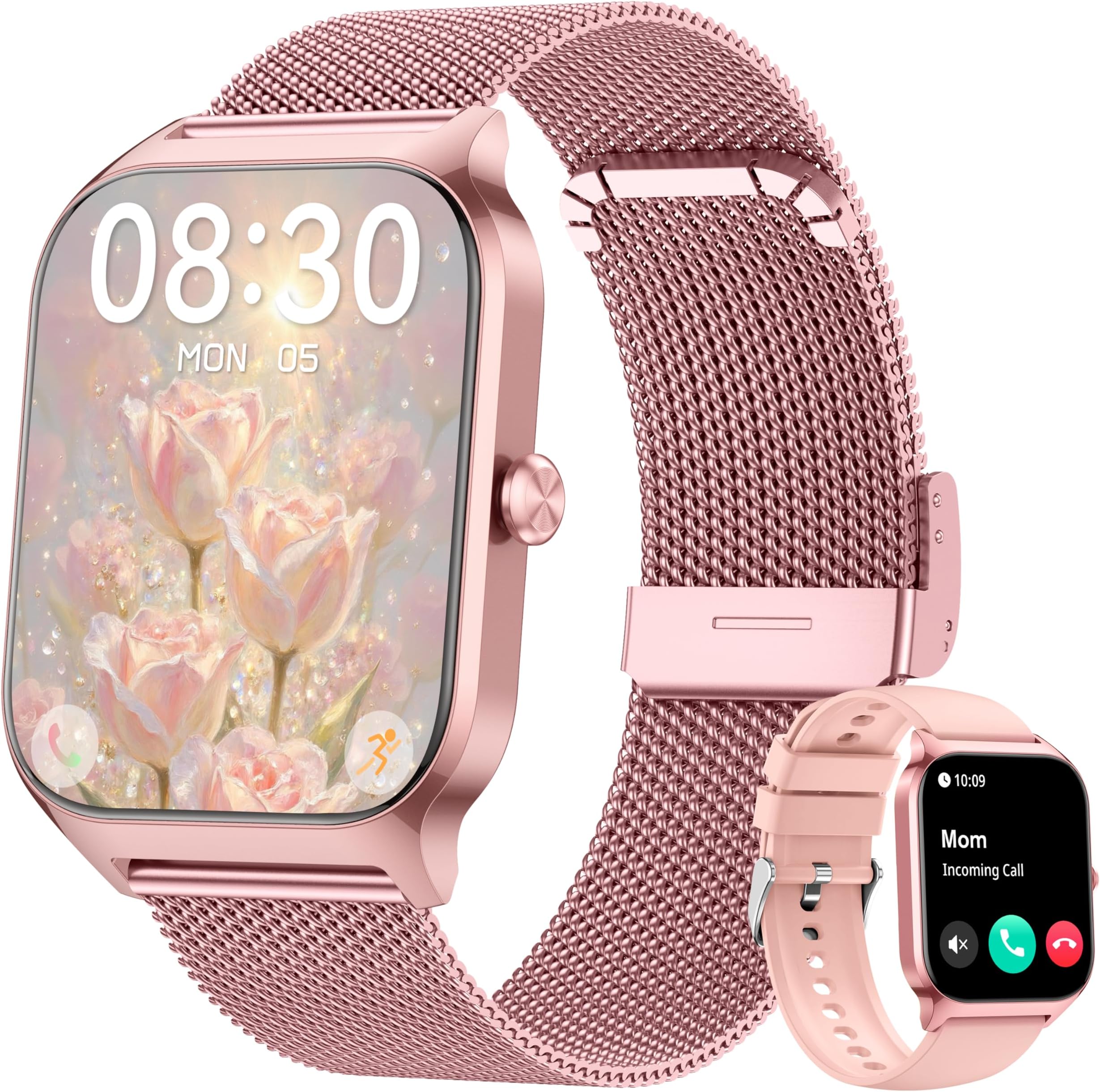 Smart Watch, 1.85" Smart Watches Women Men Make/Answer Call, Heart Rate/Blood Pressure/Sleep Monitor, 110+Sports Modes, Voice Control, Waterproof Fitness Watch Compatible for Android & iPhone