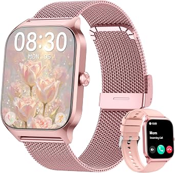 Smart Watch, 1.85" Smart Watches Women Men Make/Answer Call, Heart Rate/Blood Pressure/Sleep Monitor, 110+Sports Modes, Voice Control, Waterproof Fitness Watch Compatible for Android & iPhone