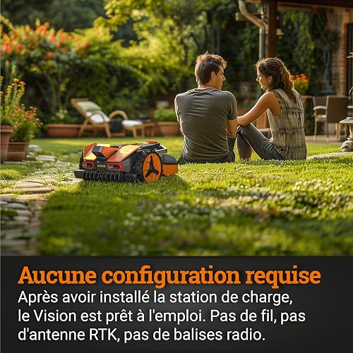 WORX Landroid Vision L1300 Robotic Lawnmower WR213E.1 for Gardens up to 1300 m² - Intelligent Robotic Lawnmower without Boundary Cable - WiFi & Bluetooth - Active Obstacle Avoidance with AI Technology - 3