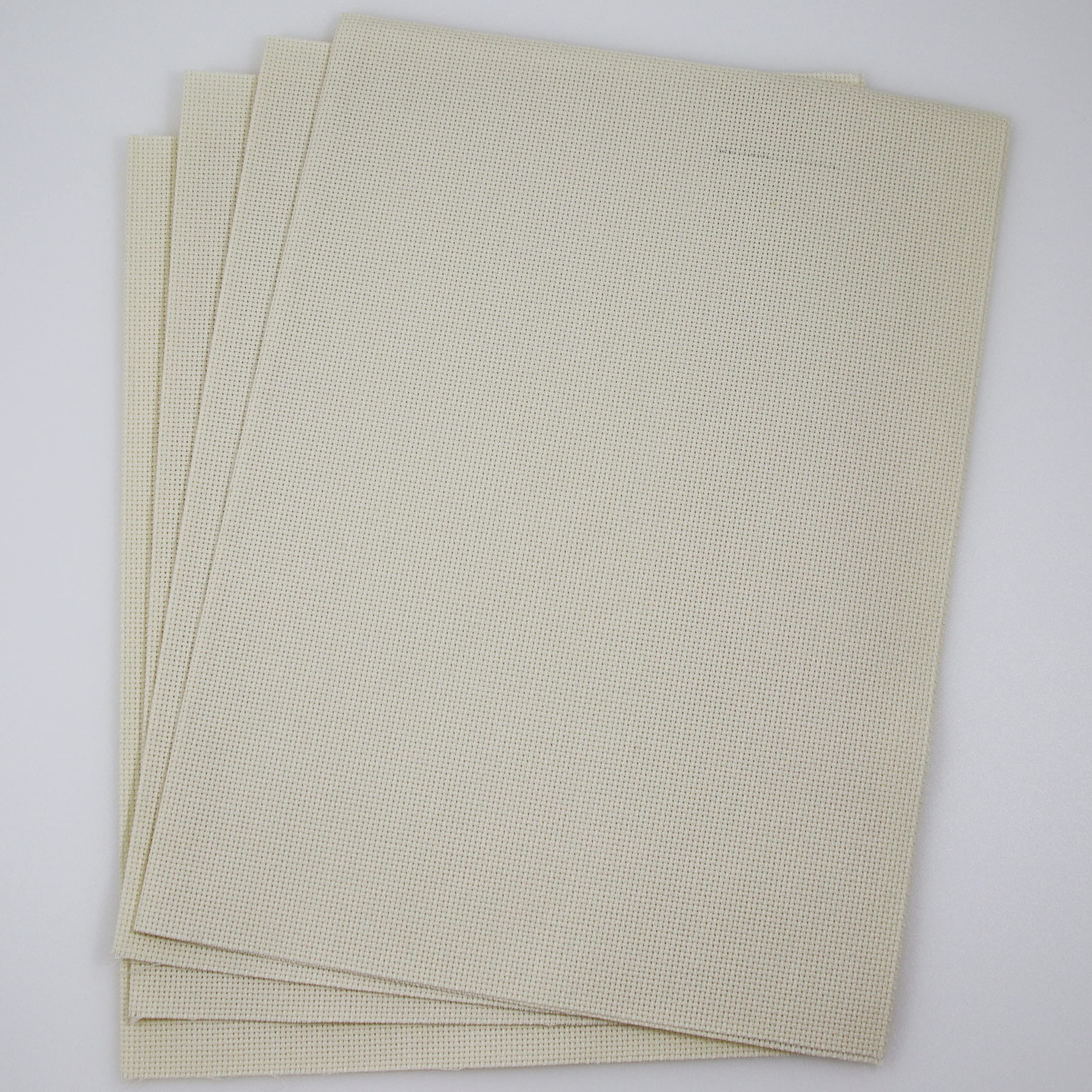 KCS 4/6 pc of 12" x 18" 30cmx45cm 16CT Counted Cotton Aida Cloth Cross Stitch Fabric (Cream, 4 pc)