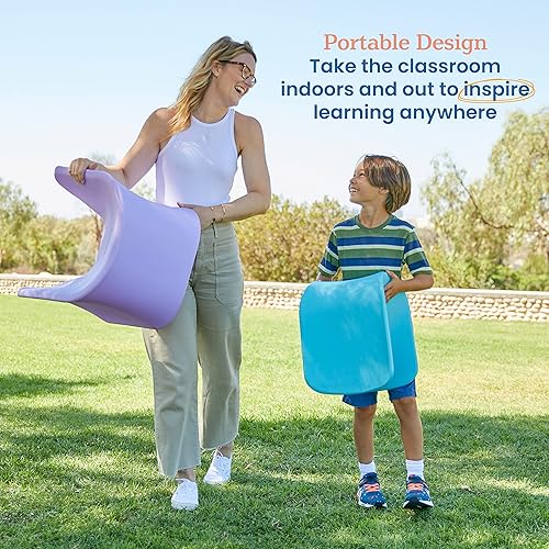 Miniatura 27 de ECR4Kids Asiento ondulado, altura del asiento de 14 a 15.1 pulgadas, taburete de perca, amarillo, paquete de 2 Amarillo,Negro -,Azul,Gris