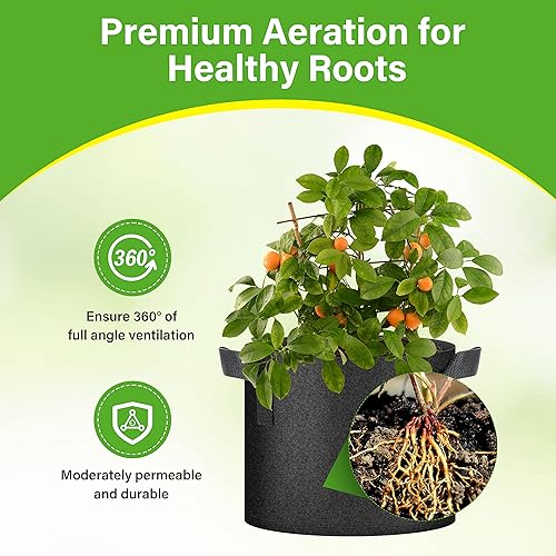 Vista 32 de HealSmart Paquete de 12 bolsas de cultivo no tejidas de 2 galones, macetas de tela de aireación con asas, adecuadas para frutas de jardín, verduras