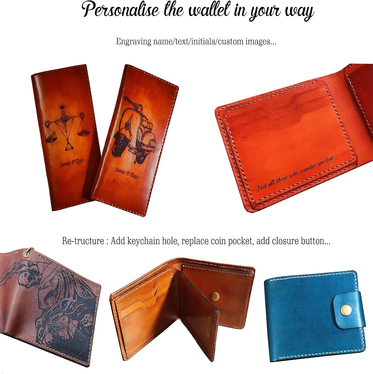Handmade Genuine Leather Passport Wallet with Lion Design – Personalized Travel Wallet Cover, Custom Name Engraving, RFID Protection, 10 Colors, 2 Styles