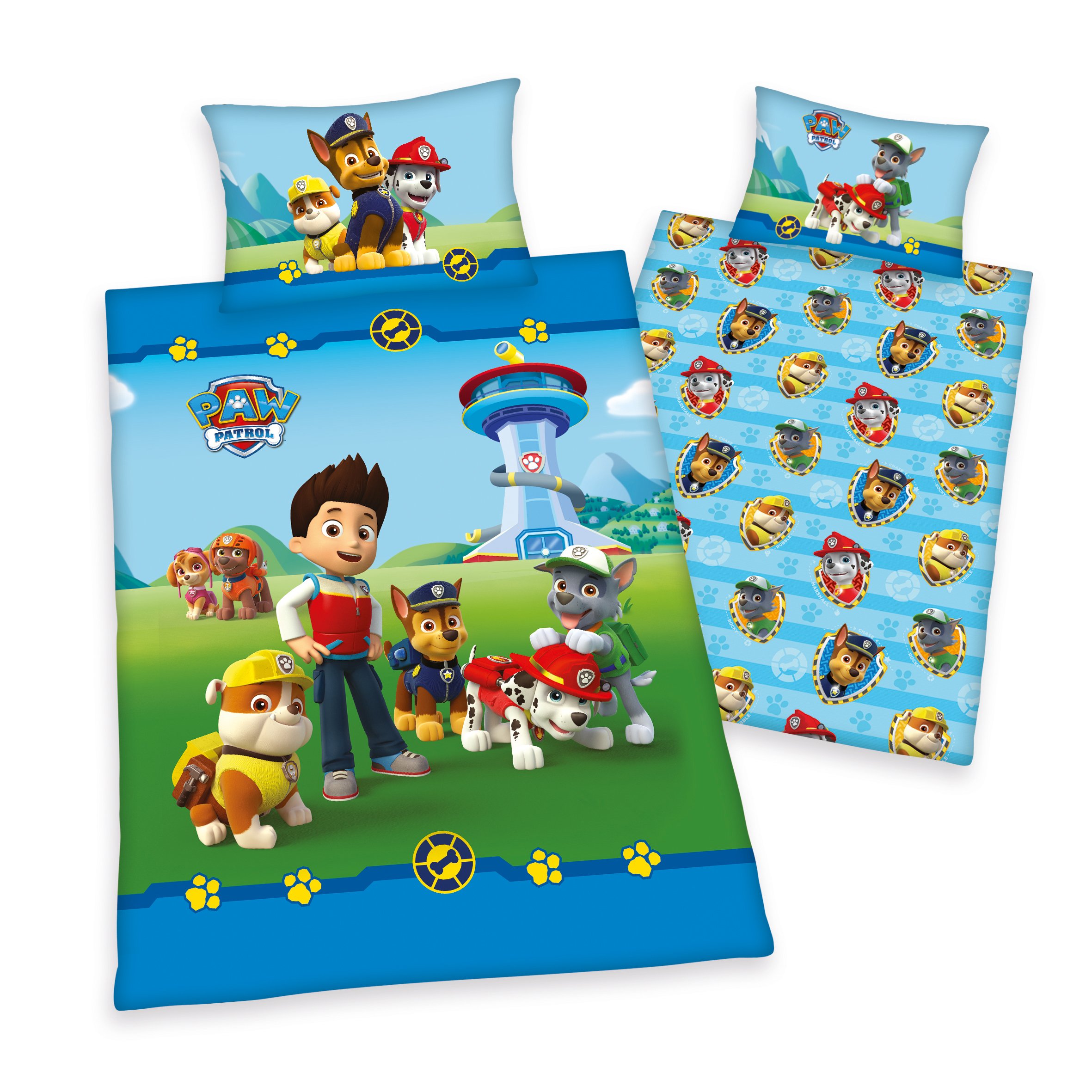 Herding PAW PATROL Bedding Set, Reversible, Duvet Cover 160 x 210 cm, Pillow Case 65 x 100 cm, Cotton/Renforcé