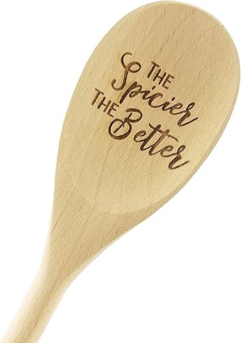 Miniatura 7 de Wedding Collectibles Made With Love - Cuchara de madera (14 pulgadas de largo) accesorio de cocina grabado  Madera de haya suave y natural