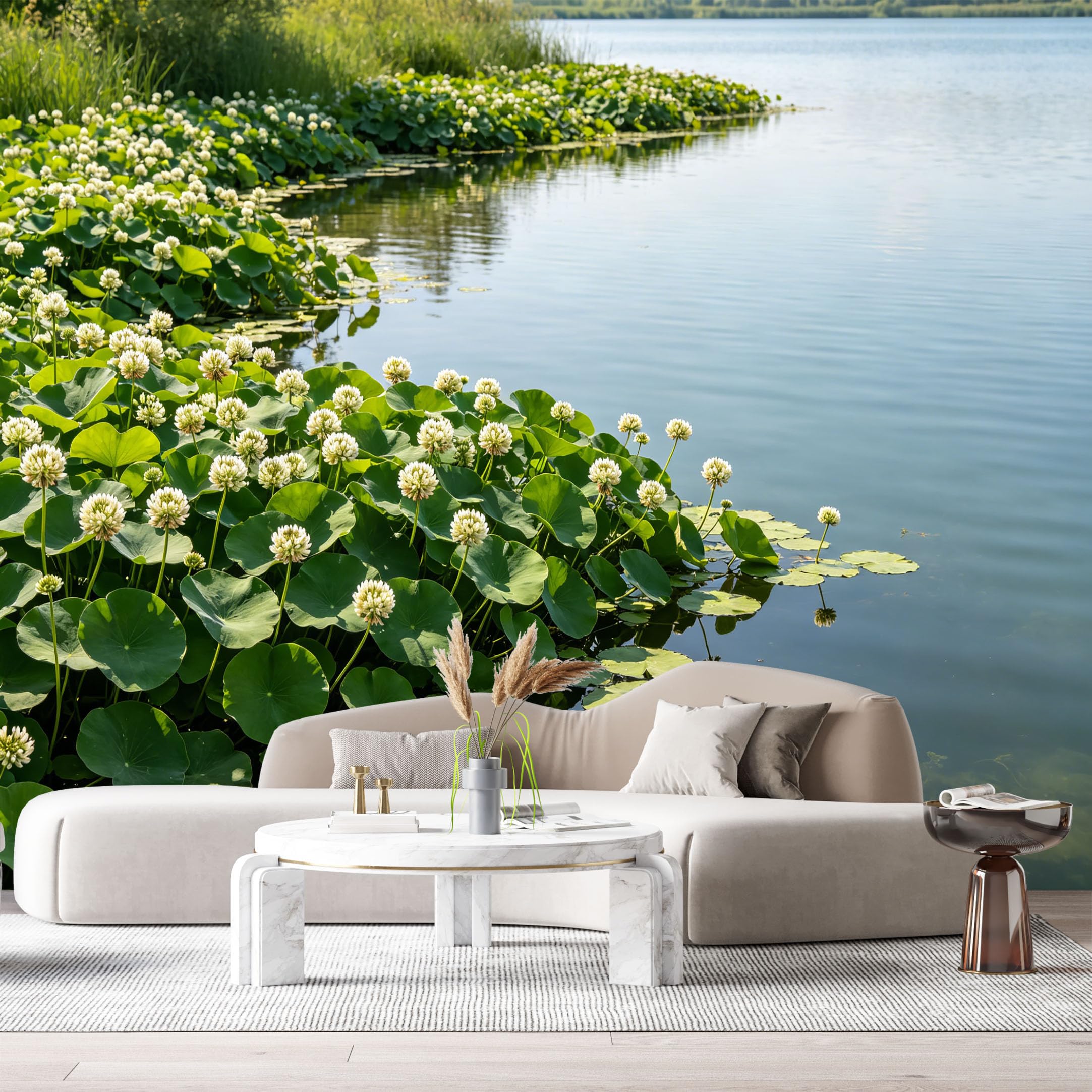 Custom Size Wall Murals Tranquil Lake Landscape Water Lily Pond Nature Scene Botanical Oil Painting SelfAdhesive Wall Fabric Removable Large Wallpaper for Photo Living Room