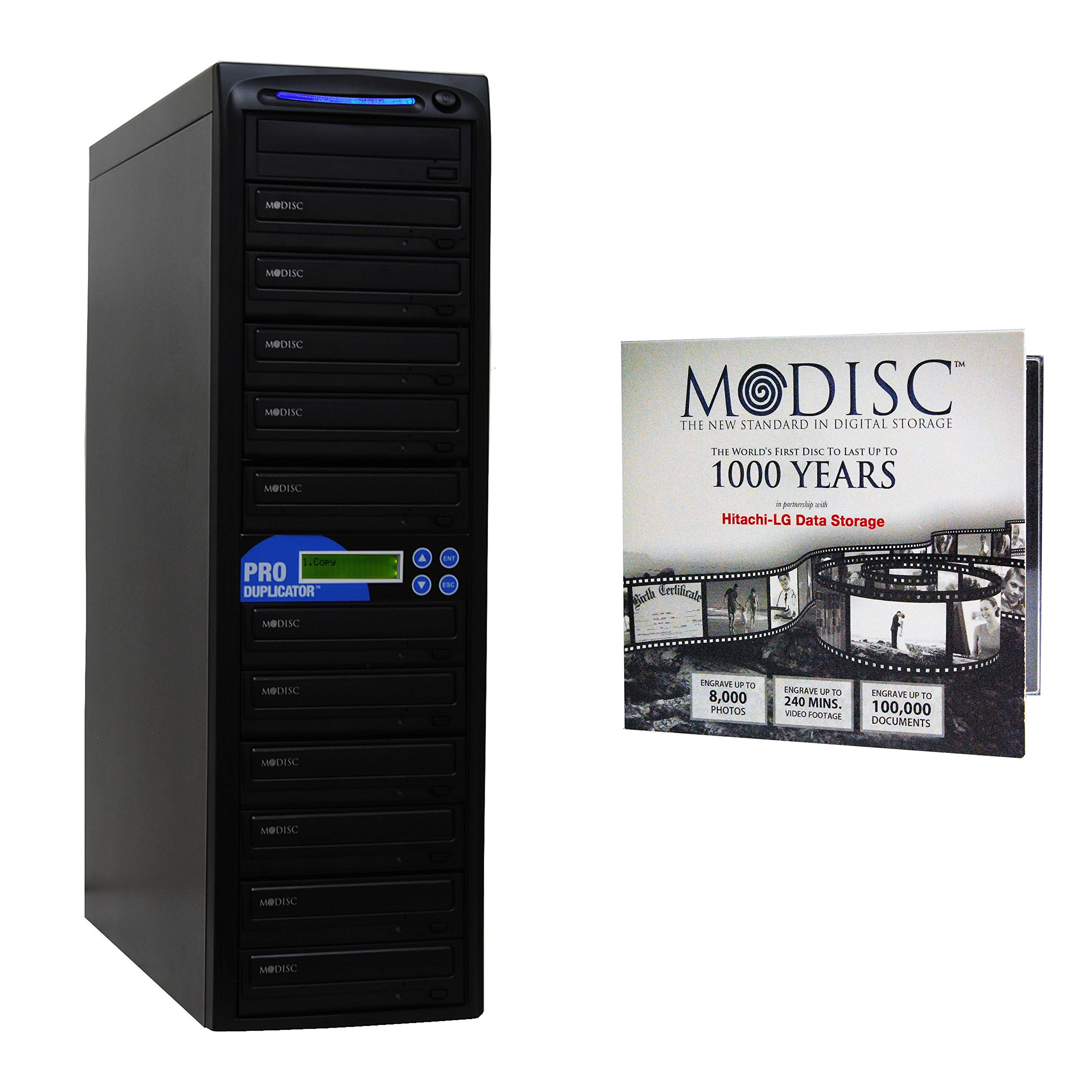 Produplicator 1 to 11 M-Disc Support CD DVD Duplicator Bundle with 1 Pack M-DISC DVD (Up to 24X DVD Burn Speed, Standalone Duplication Tower)