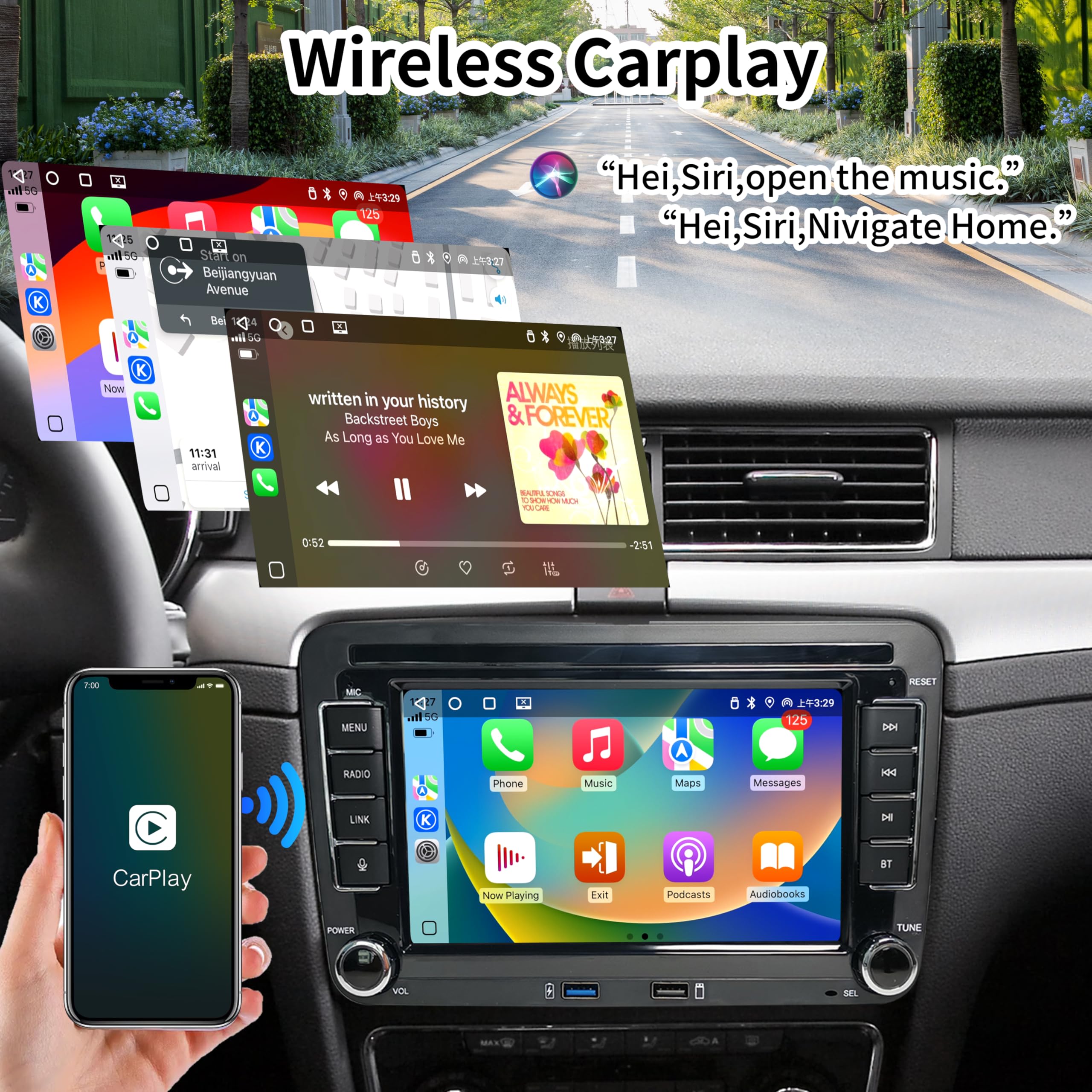 Radio de Coche para VW Golf 5 Golf 6 Skoda Polo Touran Passat Tiguan, Pantalla de 7 Pulgadas Bluetooth DSP FM USB RDS SWC Mirror Link para iOS/Android+Canbus