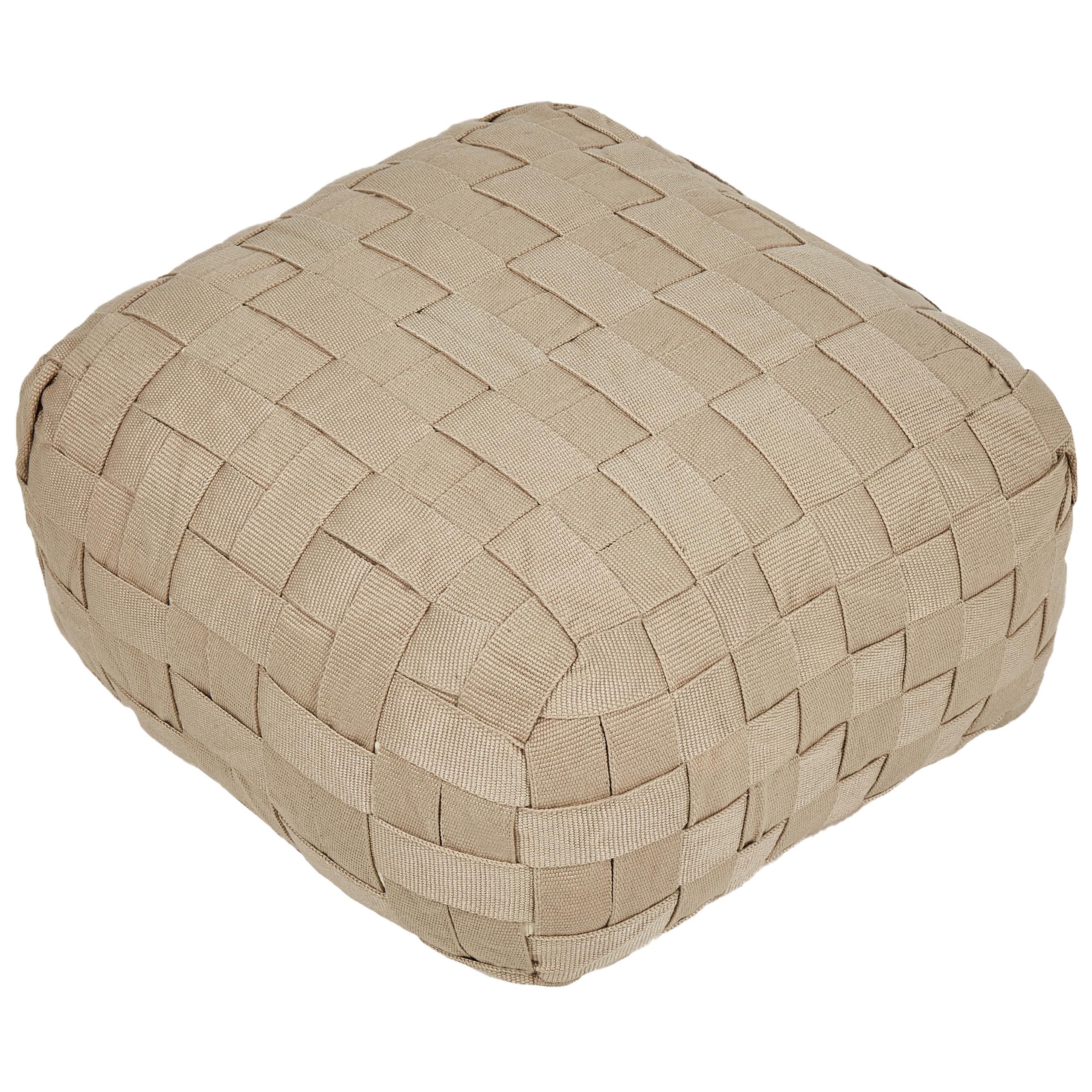 Beliani Handgewebter Pouf für den Außenbereich, Ottomane, Kunststoff, Gartenaccessoires, 50 x 50 cm, beige, Bodla