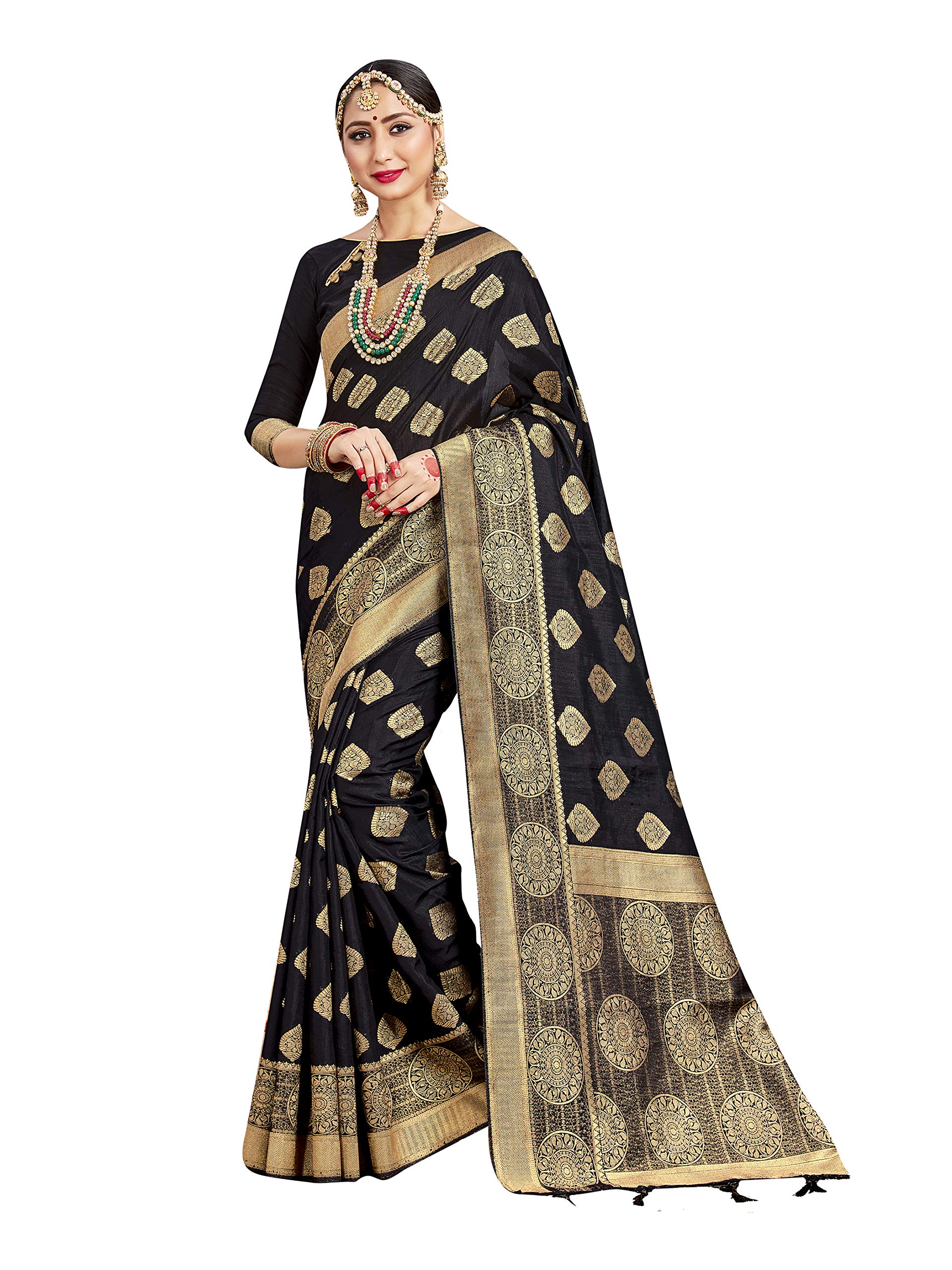 Elina fashion Women Sarees Banarasi Kanjivaram Silk Woven with Unstitched Blouse