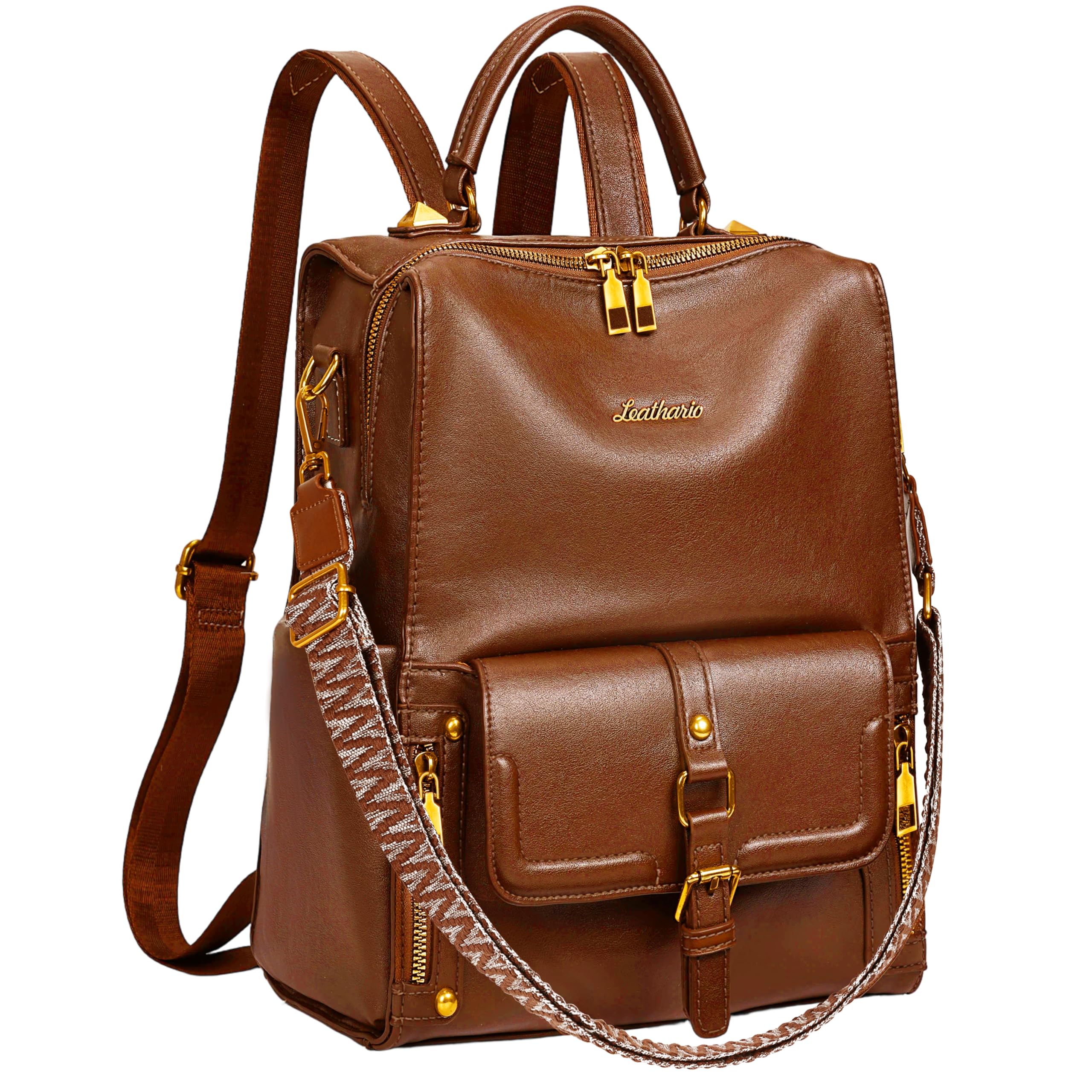Leathario Zaino Donna 3in1, Impermeabile e Antifurto | Pelle Sintetica, Capienza Per PC 13.3'', Tasche Multiple Incluse Posteriore Antifurto, Elegante Per Lavoro/Viaggio/Università
