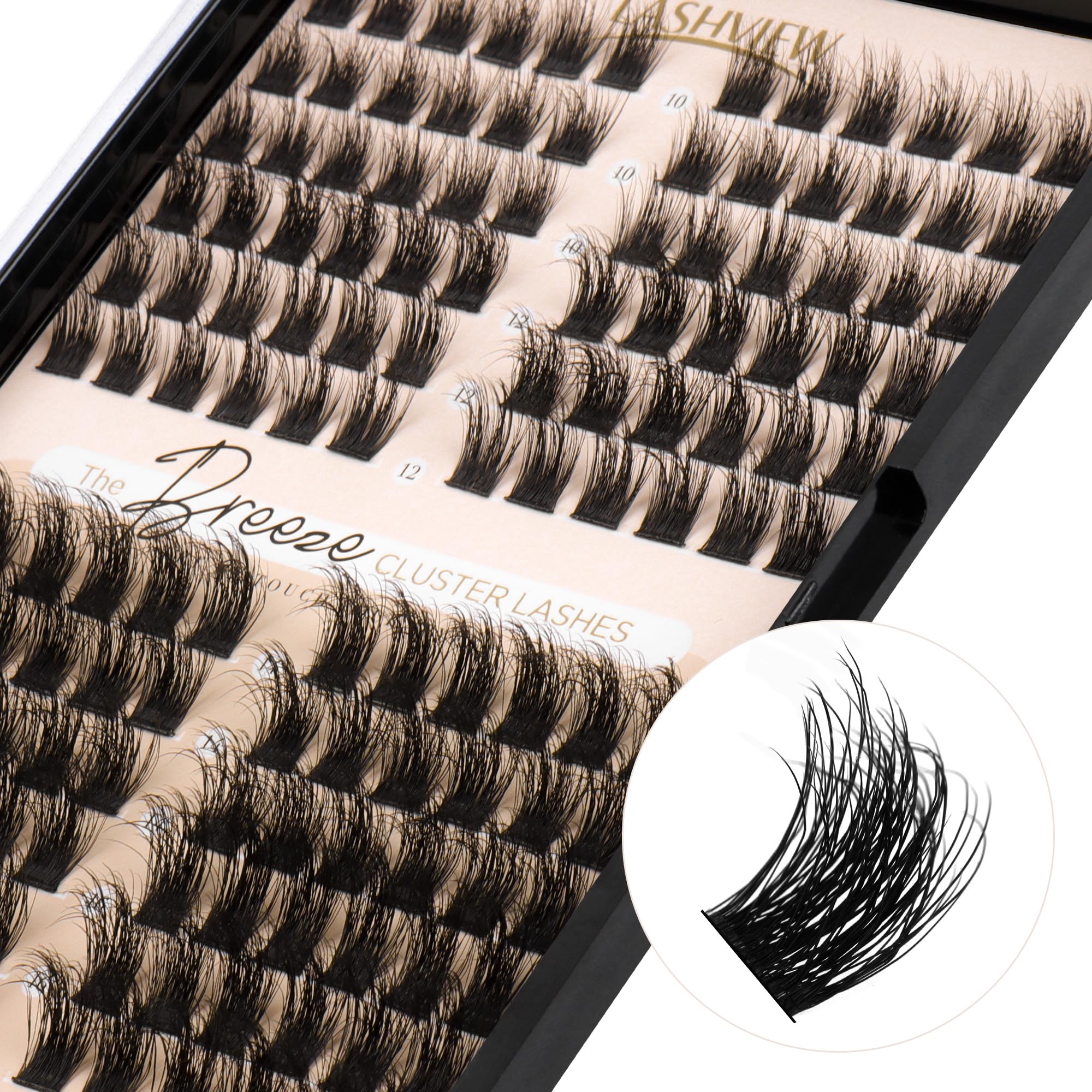 LASHVIEW Lash Clusters 144 Pcs 3D Cluster Lashes DIY Cluster Eyelash Extensions Mega Volume Reusable Individual Lashes Cluster Volume Look Super Thin Band & Soft(BDD09,10-16mix)