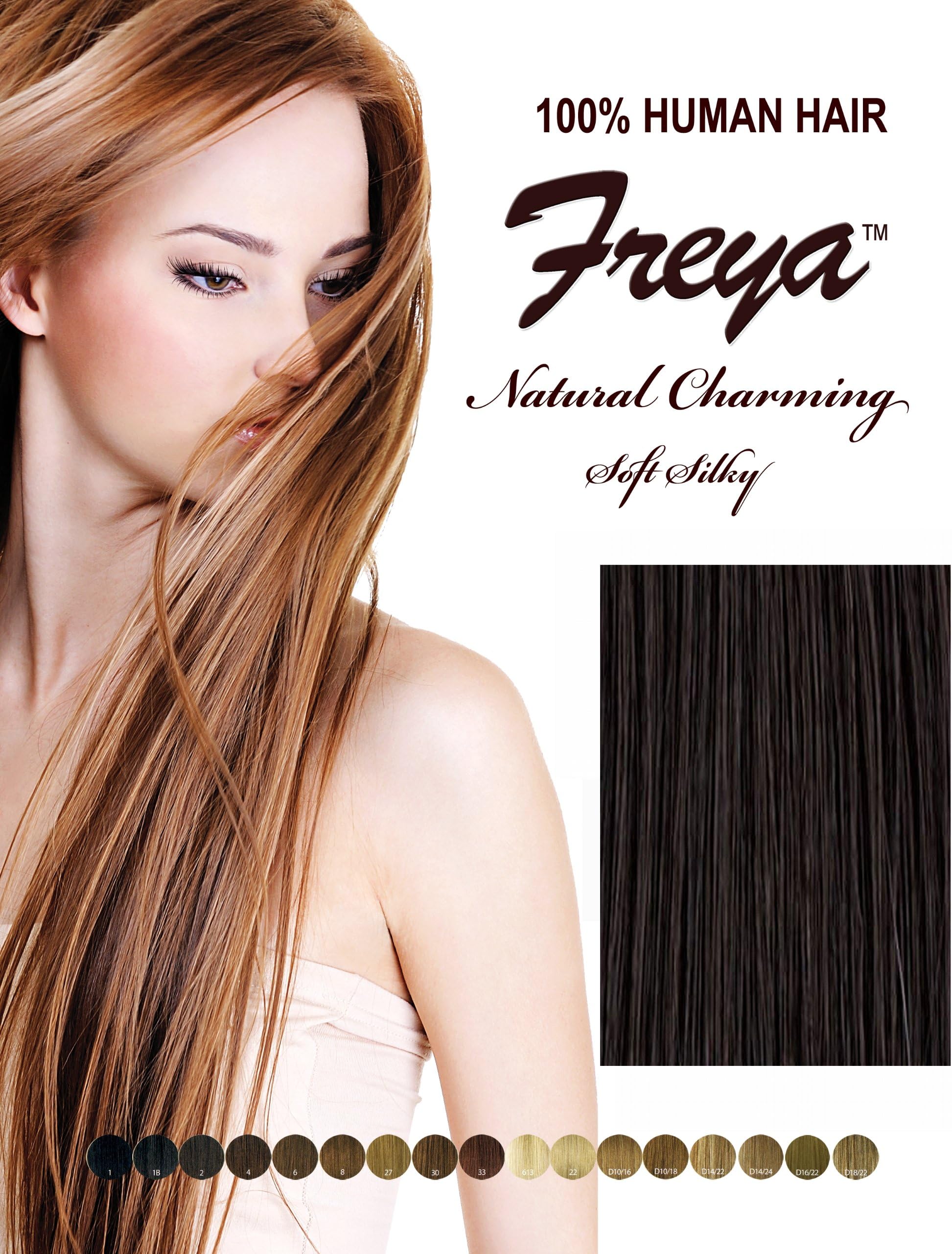 18" Silky Remy Human Hair Weft - Amy Freya Silky (Natural Black(#1B))