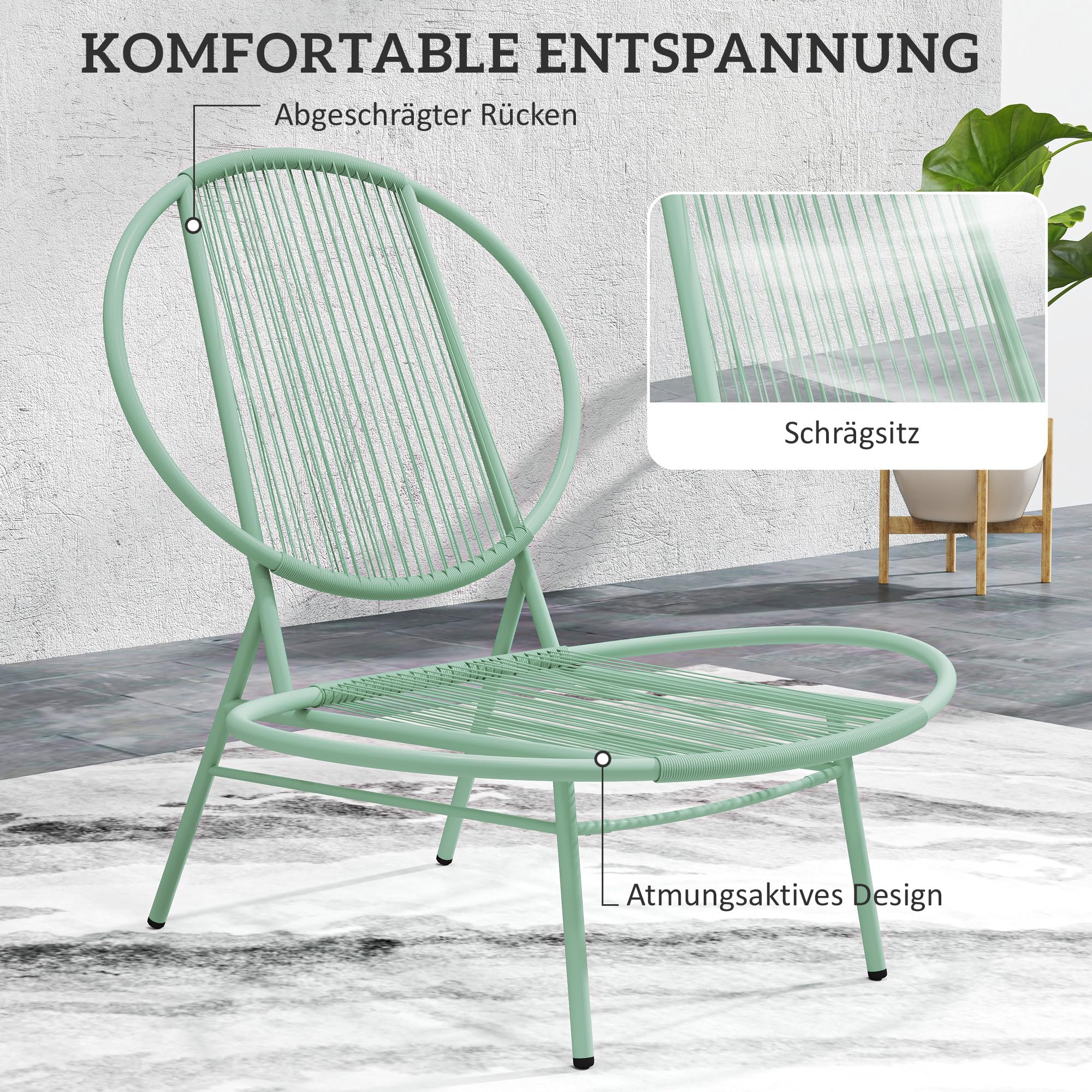 Outsunny Bistro Set 3 pièces en acier résistant aux intempéries meubles de jardin table de bistrot chaises ergonomiques