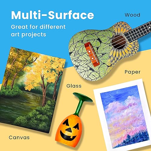 Miniatura 19 de Chalkola Juego de pintura acrílica para adultos, niños y artistas, kit de 40 piezas de suministros de pintura acrílica, con 24 pinturas acrílicas