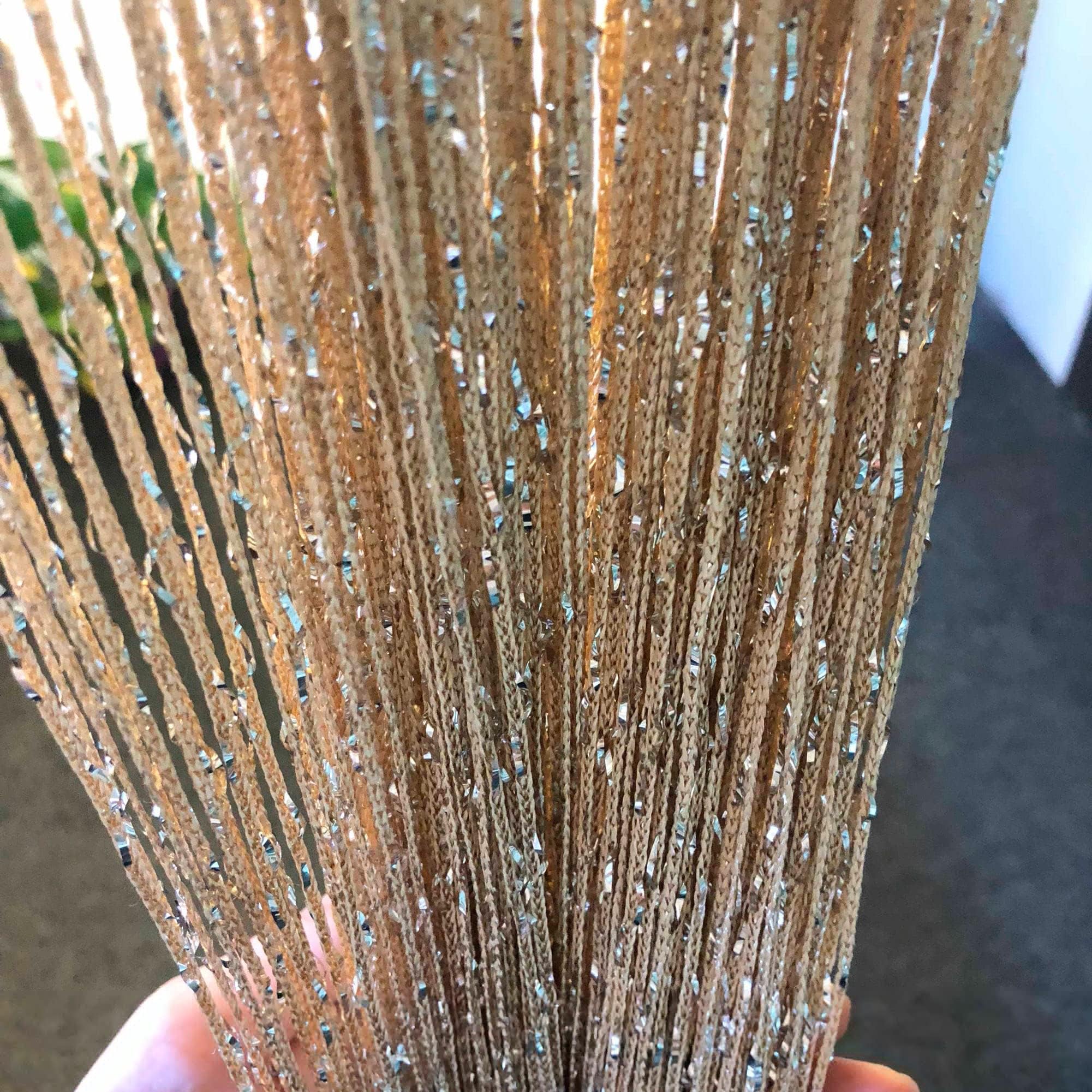 Vagasi 2 Pack Beaded Curtains String 100x200 cm Beaded Curtains for Doorways Tassel Glitter String Curtains Room Dividers Curtain Hippie Room Décor for Living Room, Bedroom, Closet, Party