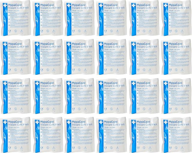 HypaCool Instant Cold Ice Pack, Compact, Disposable First Aid Sports Injuries and Pain Relief 12.5 x 15cm (Pack of 24)
