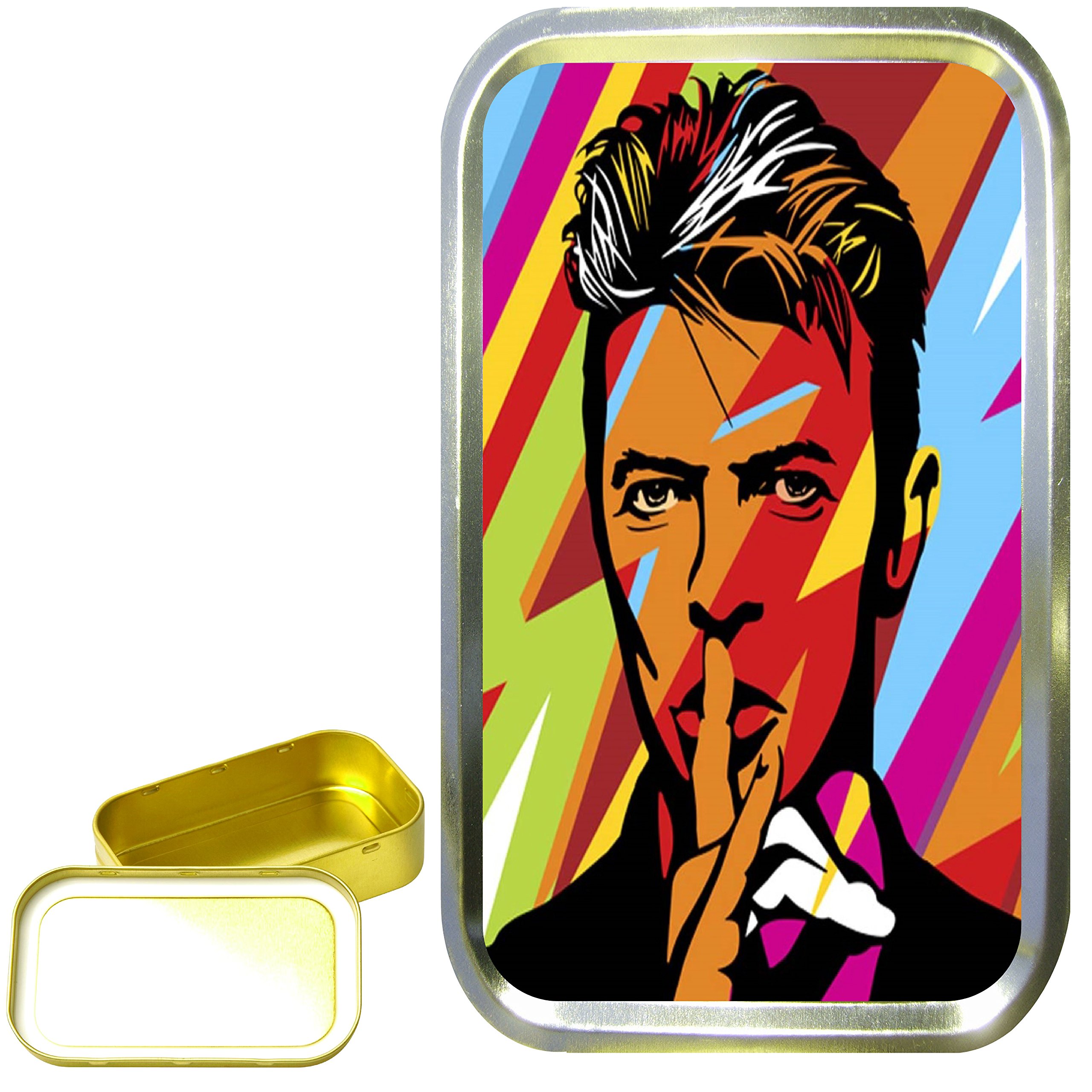 TEEZ DAVID BOWIE 1oz GOLD TOBACCO TIN,POCKET TIN,STASH CAN,PILL BOX