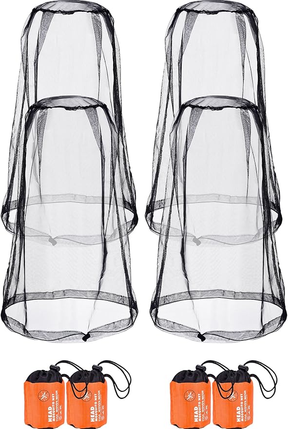 4 Pack Mosquito Head Net Face Mesh Net Head Protecting Net