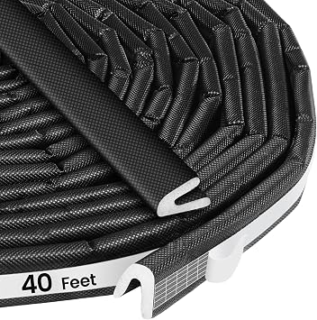 40FT V-Shaped Weatherstripping Door Seal Strip Self-Adhesive Foam Tape for Doors & Windows, Draft Stopper, Soundproof Gap Filler, Light Blocker, Weatherproof Insulation Black