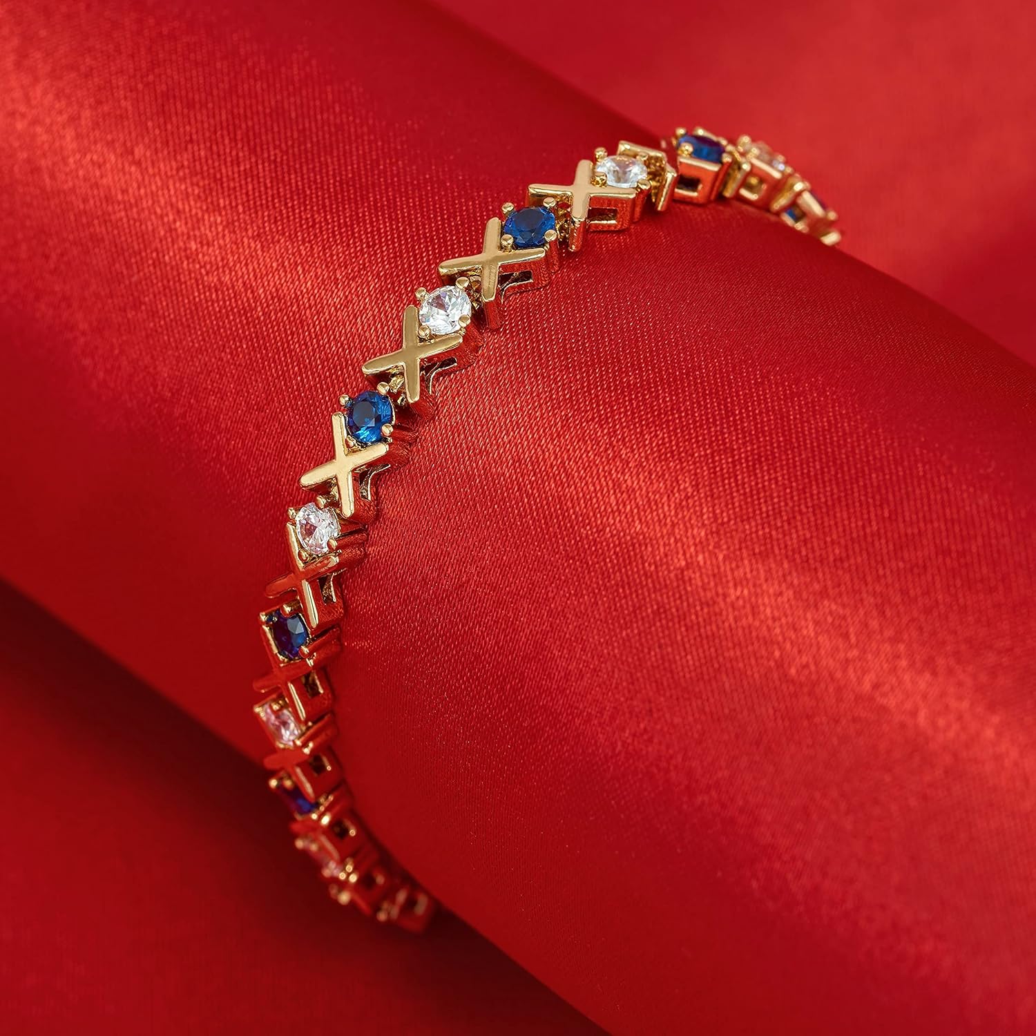 LIFETIME JEWELRY Hugs and Kisses Tennis Bracelet for Women | Tennis Bracelet Men | Gold Bracelets for Women 24k Gold Plated | Size 7-8 Inch