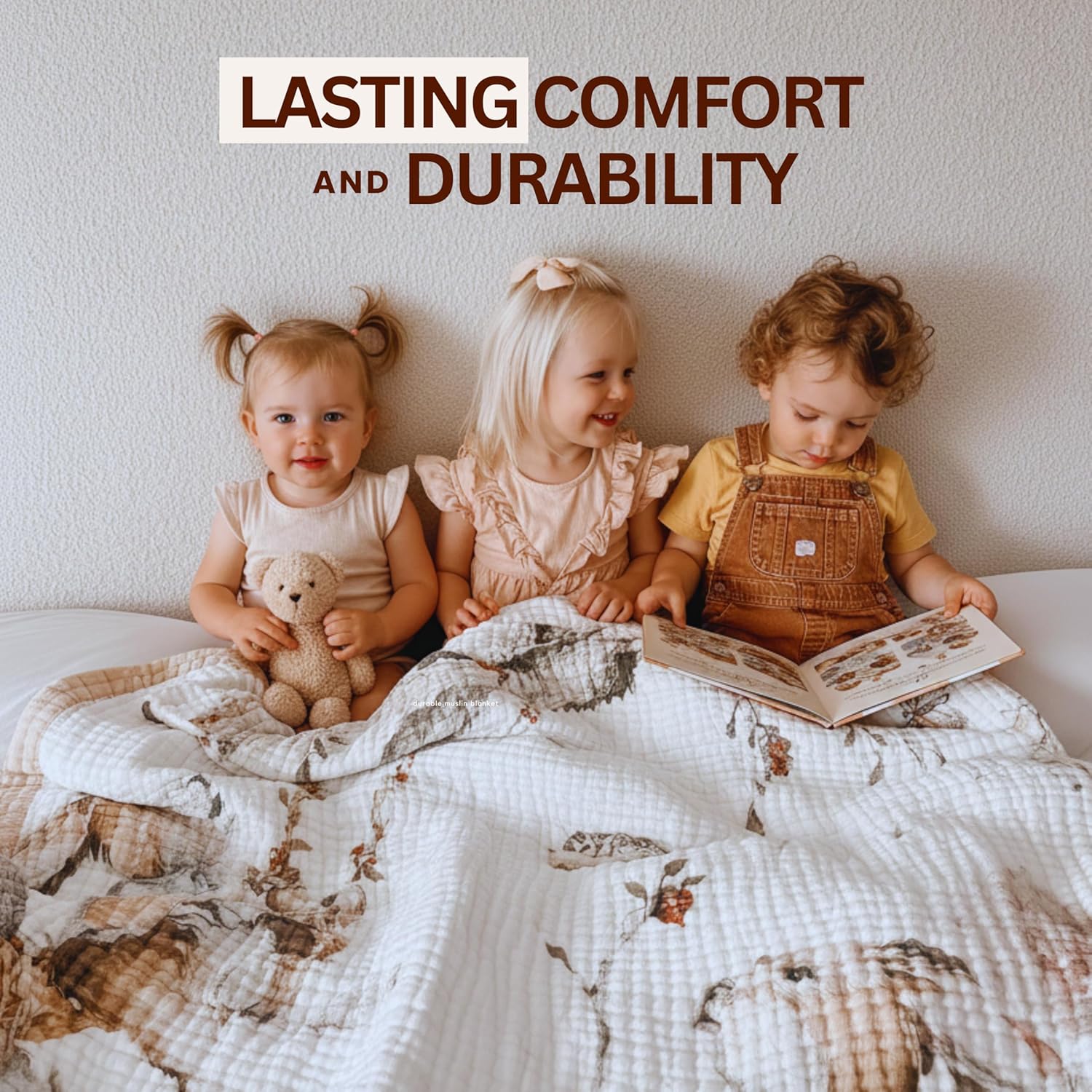 Baby Muslin Woodland Blanket – Reversible Cotton Muslin Baby Quilt, 48x48 Woodland Blanket for Newborns & Toddlers – Gender Neutral, Soft & Breathable - Image 2