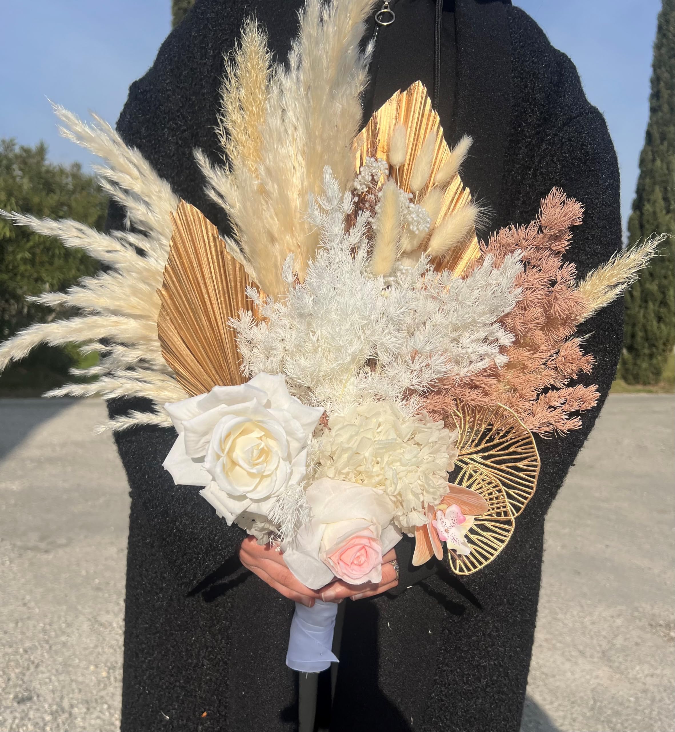 Bouquet fleurs séchées boho vase pampas déco mariage et maison poétique