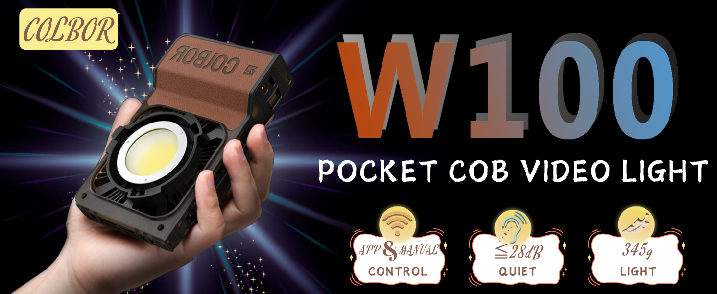 COLBOR W100R 2.4G Luce video RGB tascabile 100W Fotografia Luce di riempimento LED 2700K-6500K Dimmerabile Controllo APP per Vlog Registrazione video in streaming live COLBOR W100R 2.4G Luce video RGB tascabile 100W Fotografia Luce di riempimento LED 2700K-6500K Dimmerabile Controllo APP per Vlog Registrazione video in streaming live