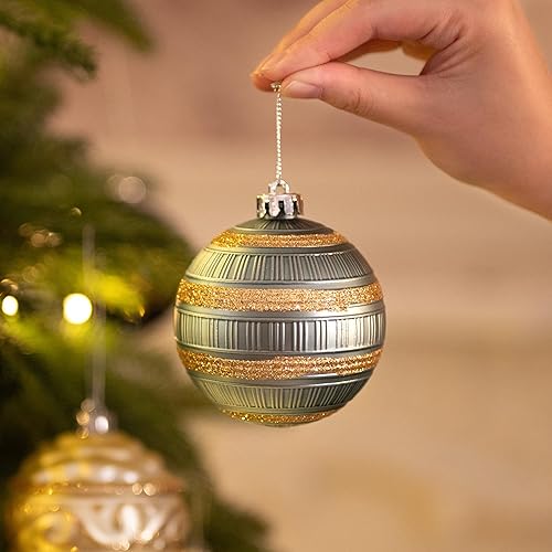 Miniatura 5 de Valery Madelyn Juego de decoración para árbol de Navidad, 16 quilates de oro azul inastillable, adornos colgantes de pavo real de 3.15 pulgadas para