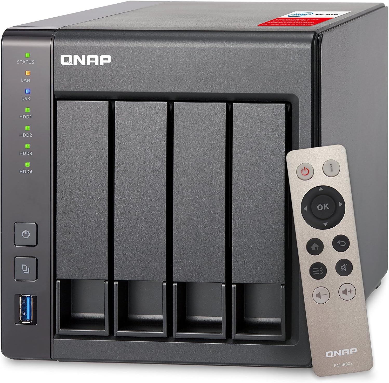 QNAP TS-451+-8G 4 Bay Desktop High-performance NAS Enclosure - 8 GB RAM, Intel Celeron 2.0 GHz Quad Core Processor - Supporting HDMI, Transcoding and Virtualization, Black