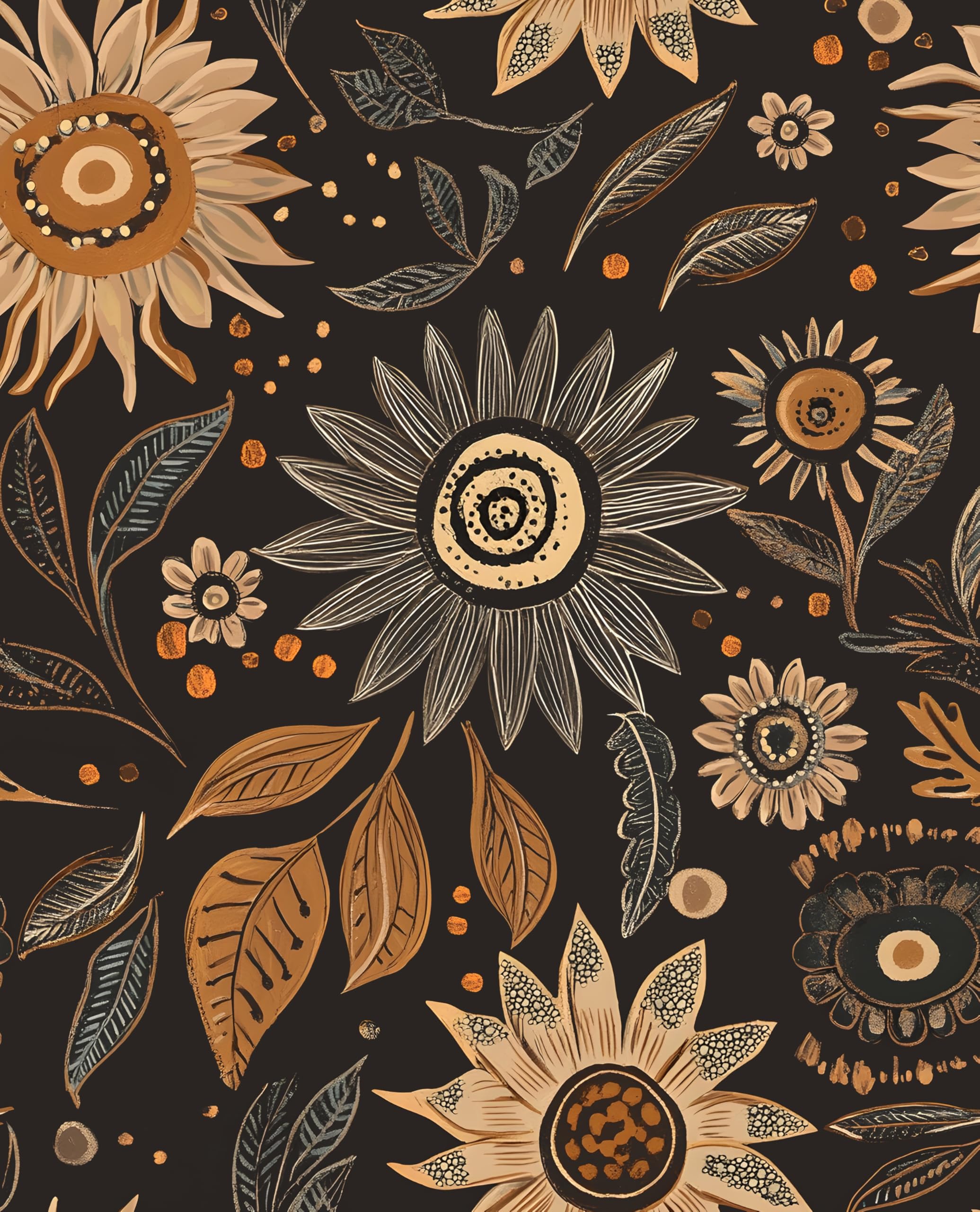 Laatse Dark Wallpaper Peel and Stick Boho Wallpaper for Bedroom Black Floral Contact Paper Waterproof Self Adhesive Vintage Wall Mural Walls Drawers