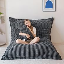 MAXYOYO Giant Bean Bag with Pillow, Soft Corduroy Removable Cover, Large Floor Cushion with Fluffy Foam Filling, BeanBag Chair for Adults & Kids