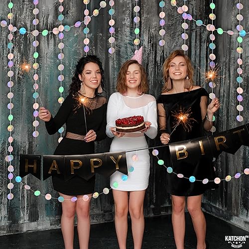 Miniatura 9 de KatchOn, Globos grandes, negros y plateados con decoraciones holográficas para colgar, 22 pulgadas, paquete de 7, telón de fondo redondo holográfico