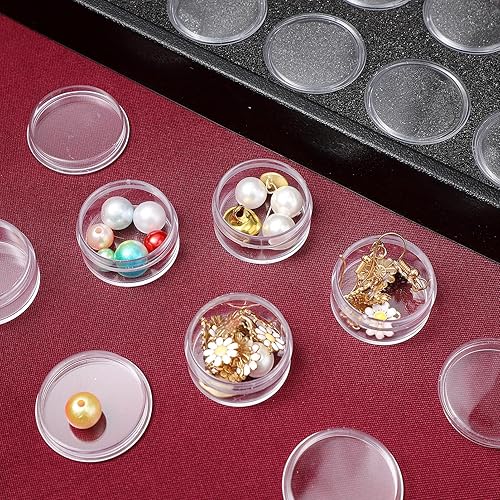 Miniatura 7 de KALLORY Caja de almacenamiento redonda de plástico transparente con diamantes para uñas, 50 rejillas, para manualidades, cuentas de gemas, estuche