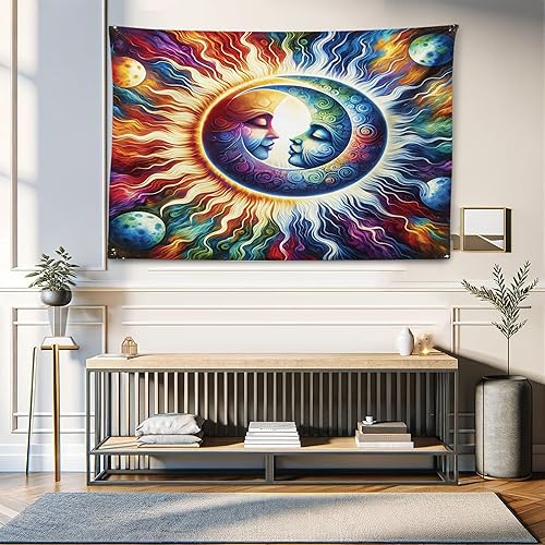 Miniatura 176 de Ambesonne Tapiz de fiesta de los años 70, caja retro en arte pop, música de baile, composición colorida impresa, para colgar en la pared para