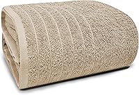Tens Towels Jumbo Bath Sheet 40x80 Inches Beige - 100% Cotton Lightweight Quick Dry Super Soft Absorbent
