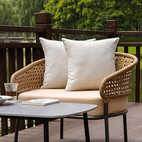 Miniatura 5 de NiNi ALL Juego de 2 fundas de almohada impermeables para exteriores, decorativas, casa de campo, jardín, fundas de cojín sólidas para patio, tienda