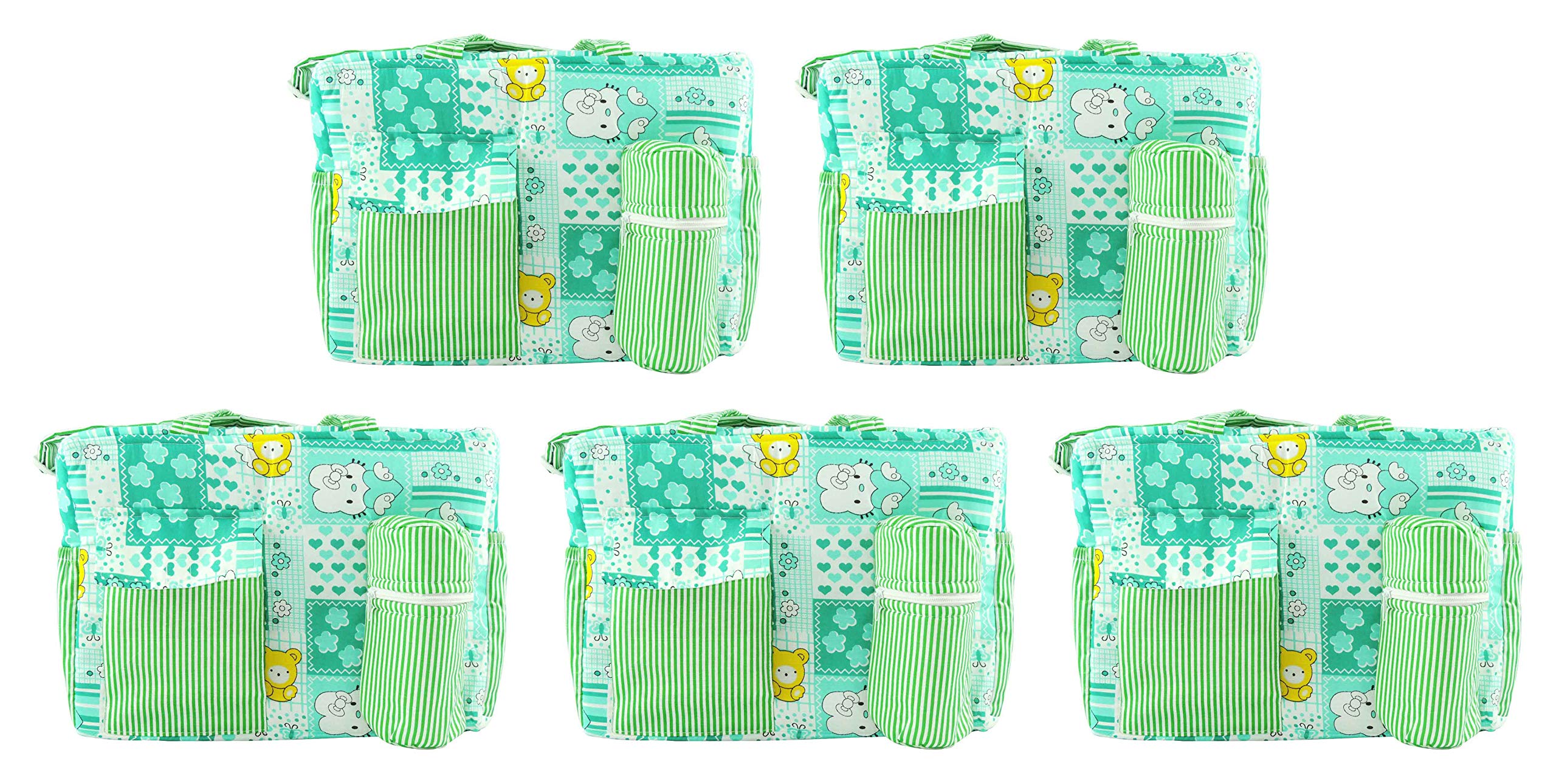 Ole Baby Multi-Functional Cotton Smart Organizer Mother Diaper Bag (Blue) Pack of 5