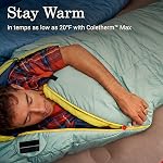Coleman Big Bay Sac de couchage pour maman, Cool-Weather -17°C/-6°C Sac de repos camping pour adultes avec la ventilation du pied et la batterie de compression, Big & Étendu