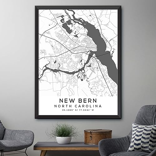 Miniatura 4 de Mapa de New Bern, Carolina del Norte, Light 2 (18x24)